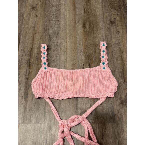 Agua Bendita Women's Knit Albany Java Pink Crop Top Size Small - Picture 5 of 9